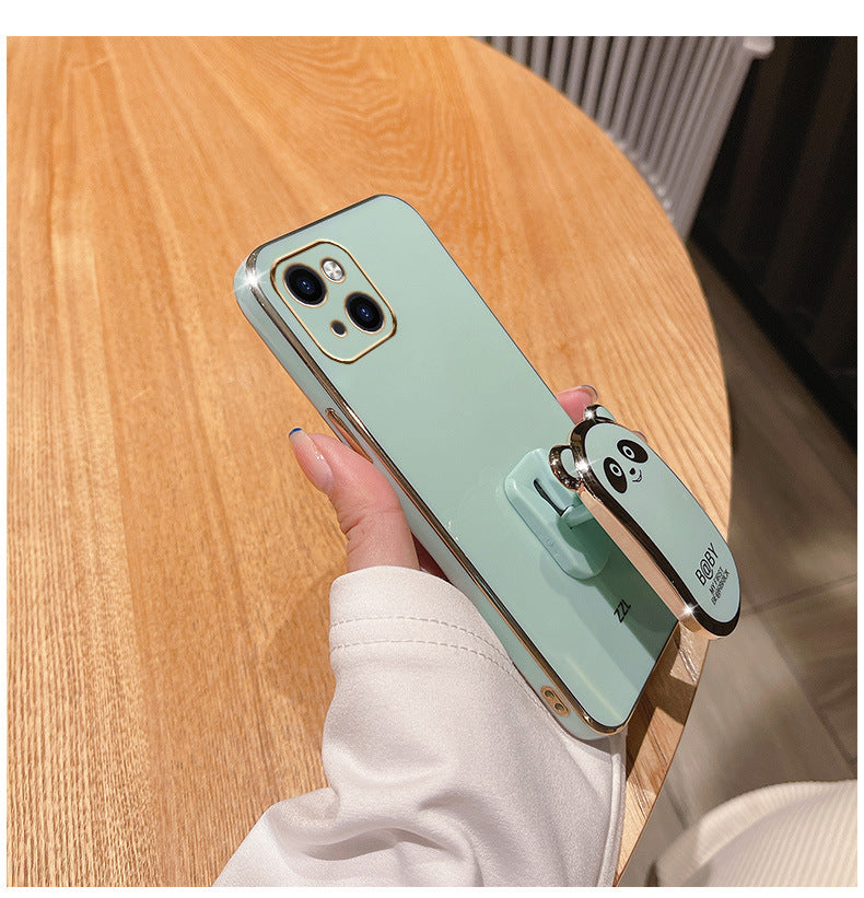 New Stand Phone Case Electroplated All-inclusive Soft Case Cute Bear Bracket