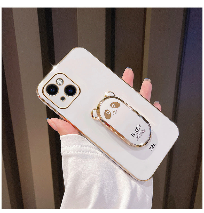 New Stand Phone Case Electroplated All-inclusive Soft Case Cute Bear Bracket